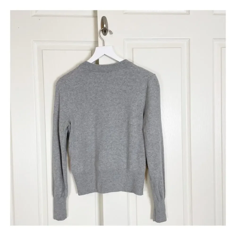 J. Crew Jewel Button 100% Cashmere Gray Cardigan - Picture 6 of 9